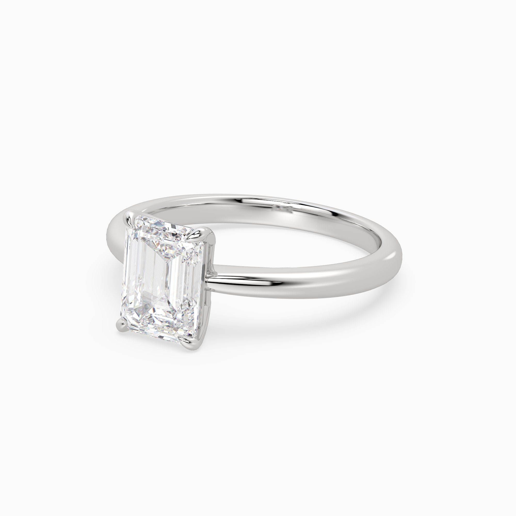 Emerald Classic Basket Plain Solitaire in Platinum top angle