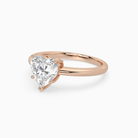 Heart Classic Basket Plain Solitaire in 14K Rose Gold top angle