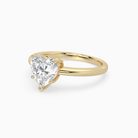 Heart Classic Basket Plain Solitaire in 14K Yellow Gold top angle