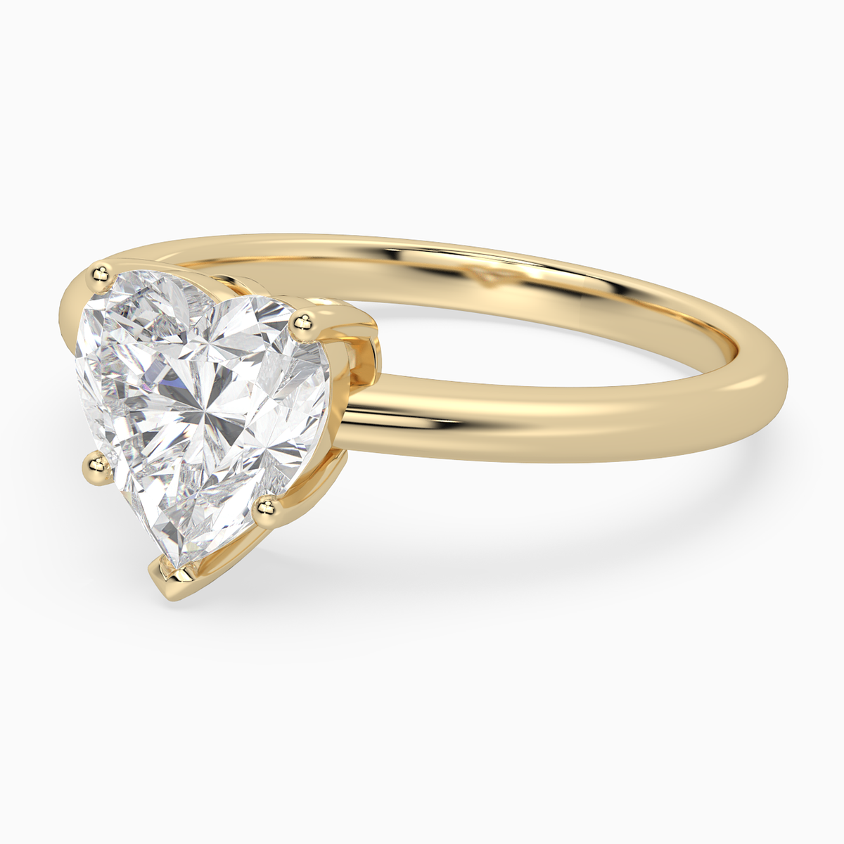 Heart Classic Basket Plain Solitaire in 14K Yellow Gold top angle