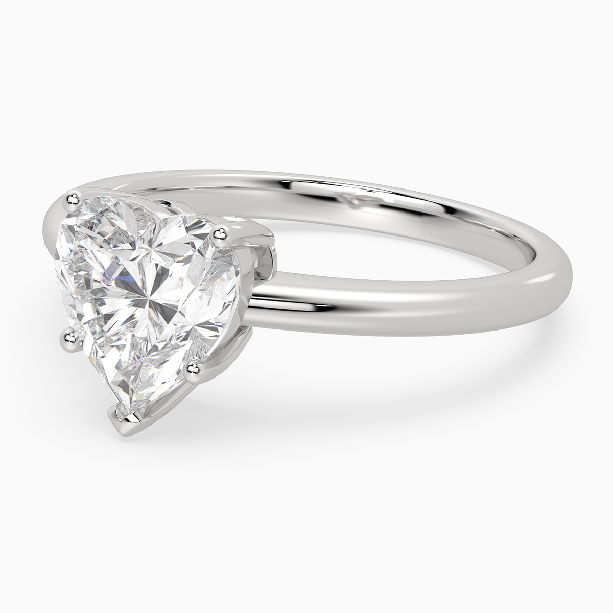 Heart Classic Basket Plain Solitaire in Platinum top angle