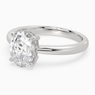 Oval Classic Basket Plain Solitaire in 18K White Gold top angle