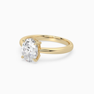 Oval Classic Basket Plain Solitaire in 18K Yellow Gold top angle