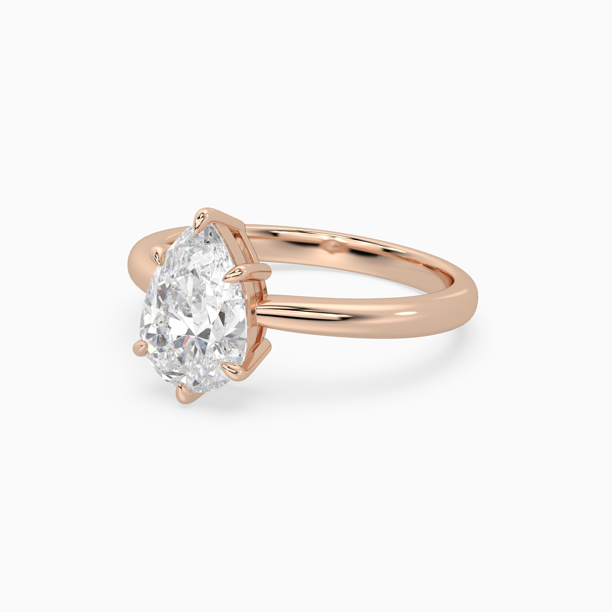 Pear Classic Basket Plain Solitaire in 14K Rose Gold top angle