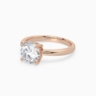 Round Classic Basket Plain Solitaire in 14K Rose Gold top angle