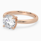 Round Classic Basket Plain Solitaire in 14K Rose Gold top angle