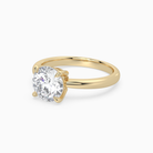 Round Classic Basket Plain Solitaire in 14K Yellow Gold top angle