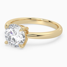 Round Classic Basket Plain Solitaire in 14K Yellow Gold top angle