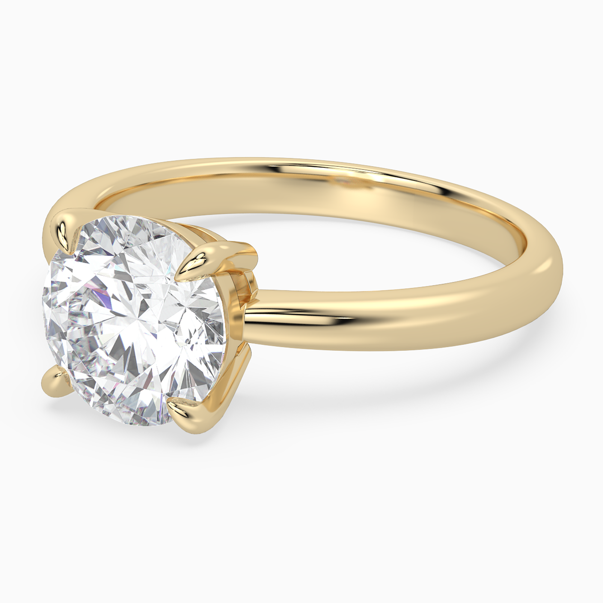Round Classic Basket Plain Solitaire in 14K Yellow Gold top angle