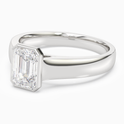 Emerald Wide Tapered Bezel Solitaire in 14K White Gold top angle