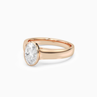 Oval Wide Tapered Bezel Solitaire in 14K Rose Gold top angle