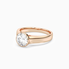 Round Wide Tapered Bezel Solitaire in 14K Rose Gold top angle