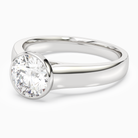 Round Wide Tapered Bezel Solitaire in 18K White Gold top angle