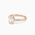 Emerald Medium Tapered Bezel Solitaire in 14K Rose Gold top angle