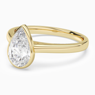 Pear Medium Tapered Bezel Solitaire in 18K Yellow Gold top angle