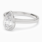 Pear Medium Tapered Bezel Solitaire in Platinum top angle
