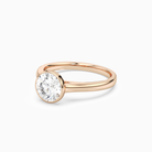 Round Medium Tapered Bezel Solitaire in 14K Rose Gold top angle
