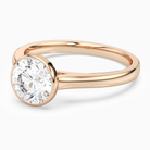 Round Medium Tapered Bezel Solitaire in 14K Rose Gold top angle