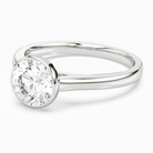 Round Medium Tapered Bezel Solitaire in 14K White Gold top angle