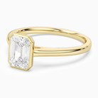 Emerald Slim Tapered Bezel Solitaire in 18K Yellow Gold top angle