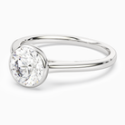 Round Slim Tapered Bezel Solitaire in 14K White Gold top angle