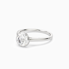 Round Slim Tapered Bezel Solitaire in Platinum top angle
