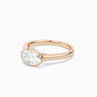 Oval East-West Bezel Solitaire in 14K Rose Gold top angle