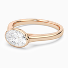 Oval East-West Bezel Solitaire in 14K Rose Gold top angle