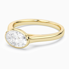 Oval East-West Bezel Solitaire in 14K Yellow Gold top angle