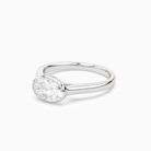 Oval East-West Bezel Solitaire in Platinum top angle
