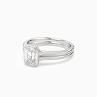 Emerald Stacked Band Bezel Solitaire in Platinum top angle