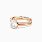 Round Stacked Band Bezel Solitaire in 14K Rose Gold top angle