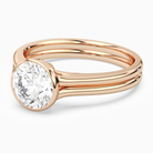 Round Stacked Band Bezel Solitaire in 14K Rose Gold top angle