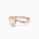 Emerald Open Bypass Solitaire in 14K Rose Gold top angle
