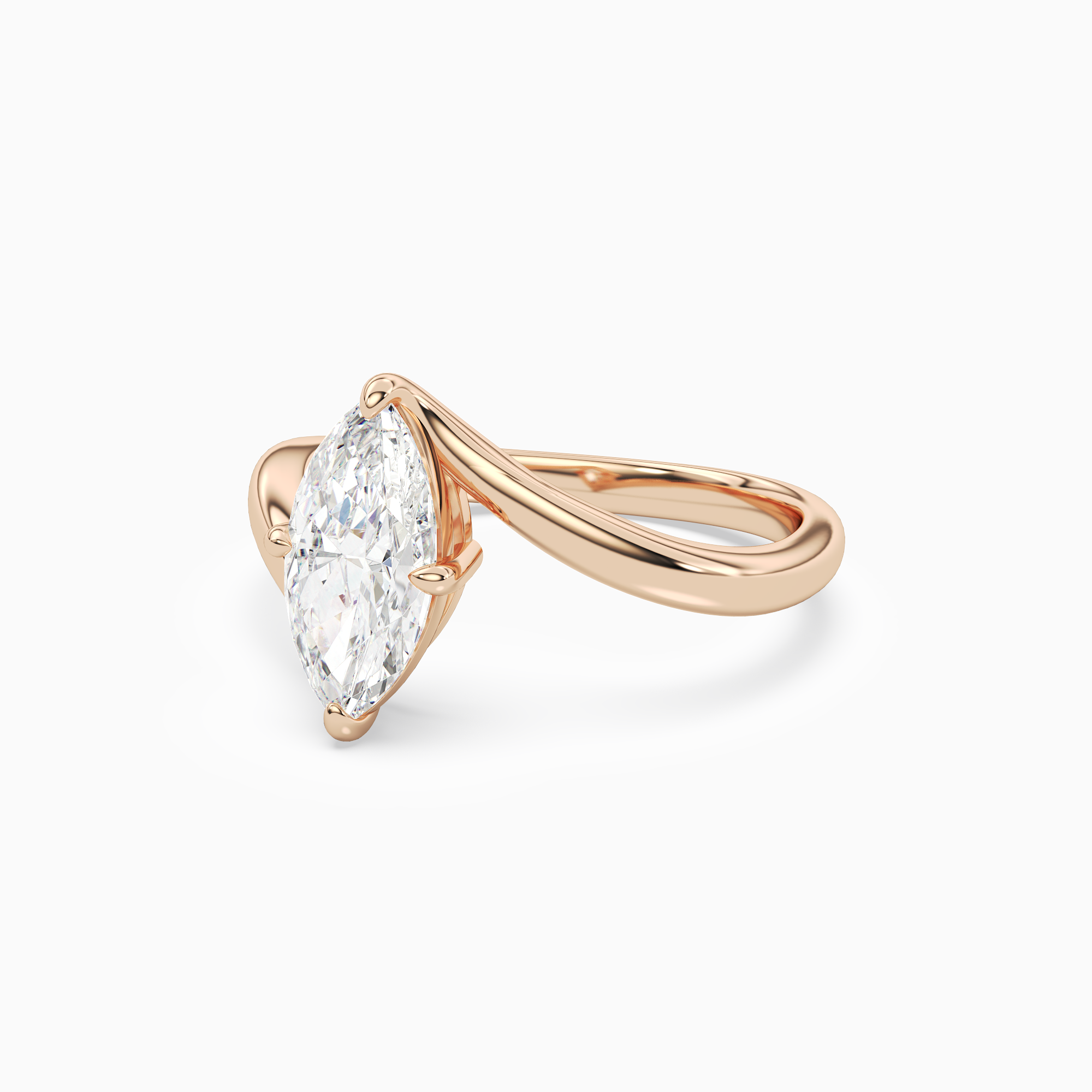 Marquise Open Bypass Solitaire in 14K Rose Gold top angle