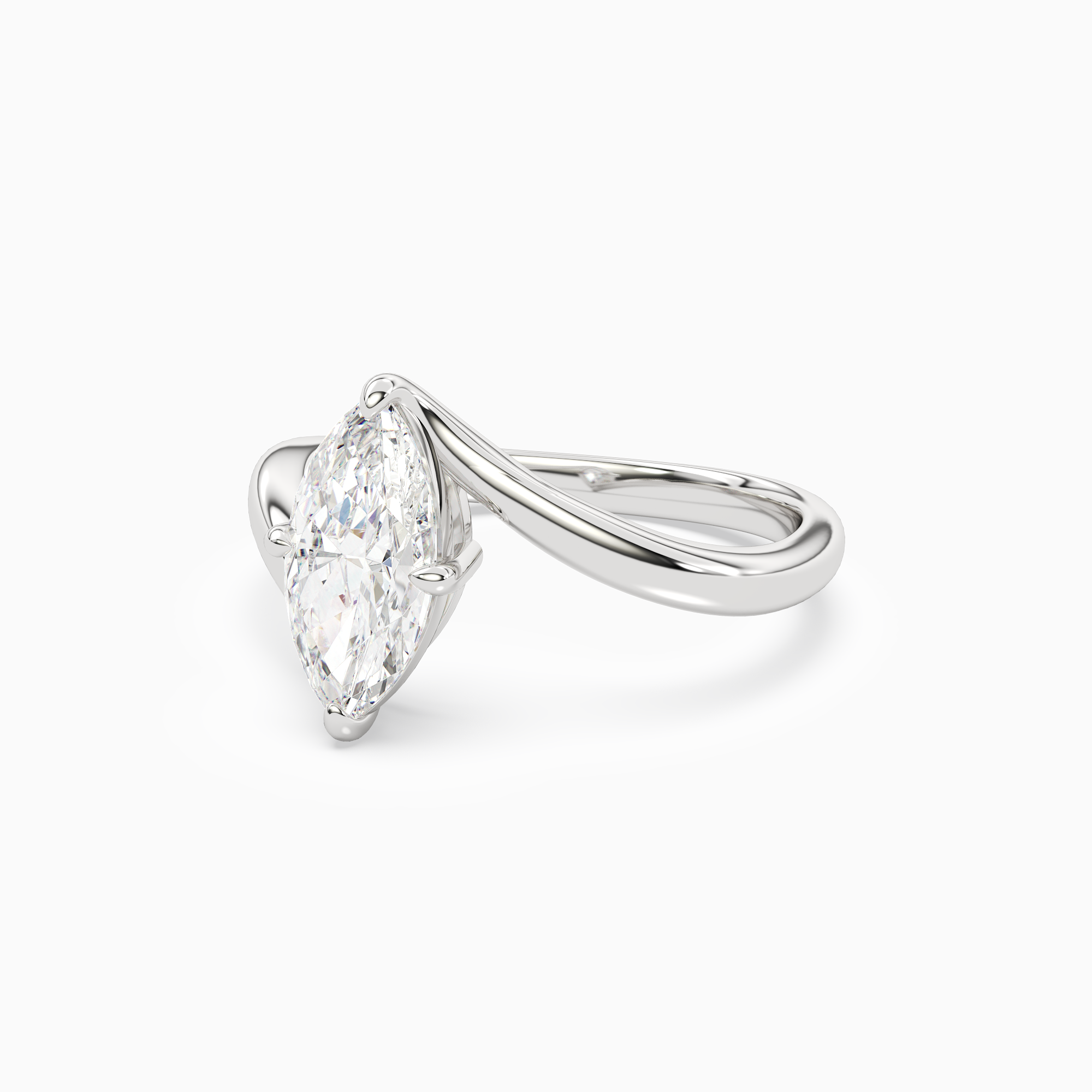 Marquise Open Bypass Solitaire in 18K White Gold top angle