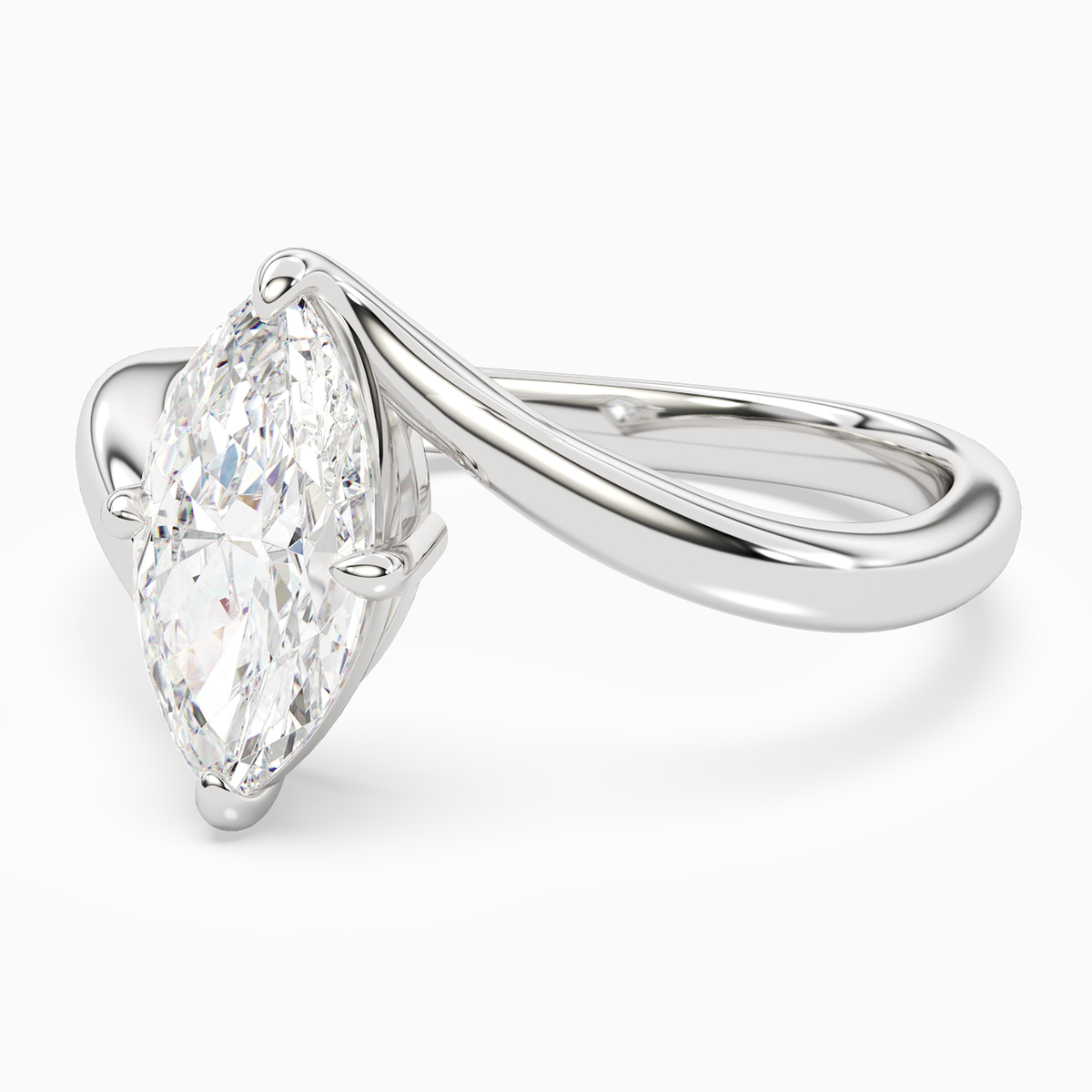 Marquise Open Bypass Solitaire in Platinum top angle