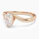 Oval Open Bypass Solitaire in 14K Rose Gold top angle