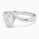 Oval Open Bypass Solitaire in 18K White Gold top angle