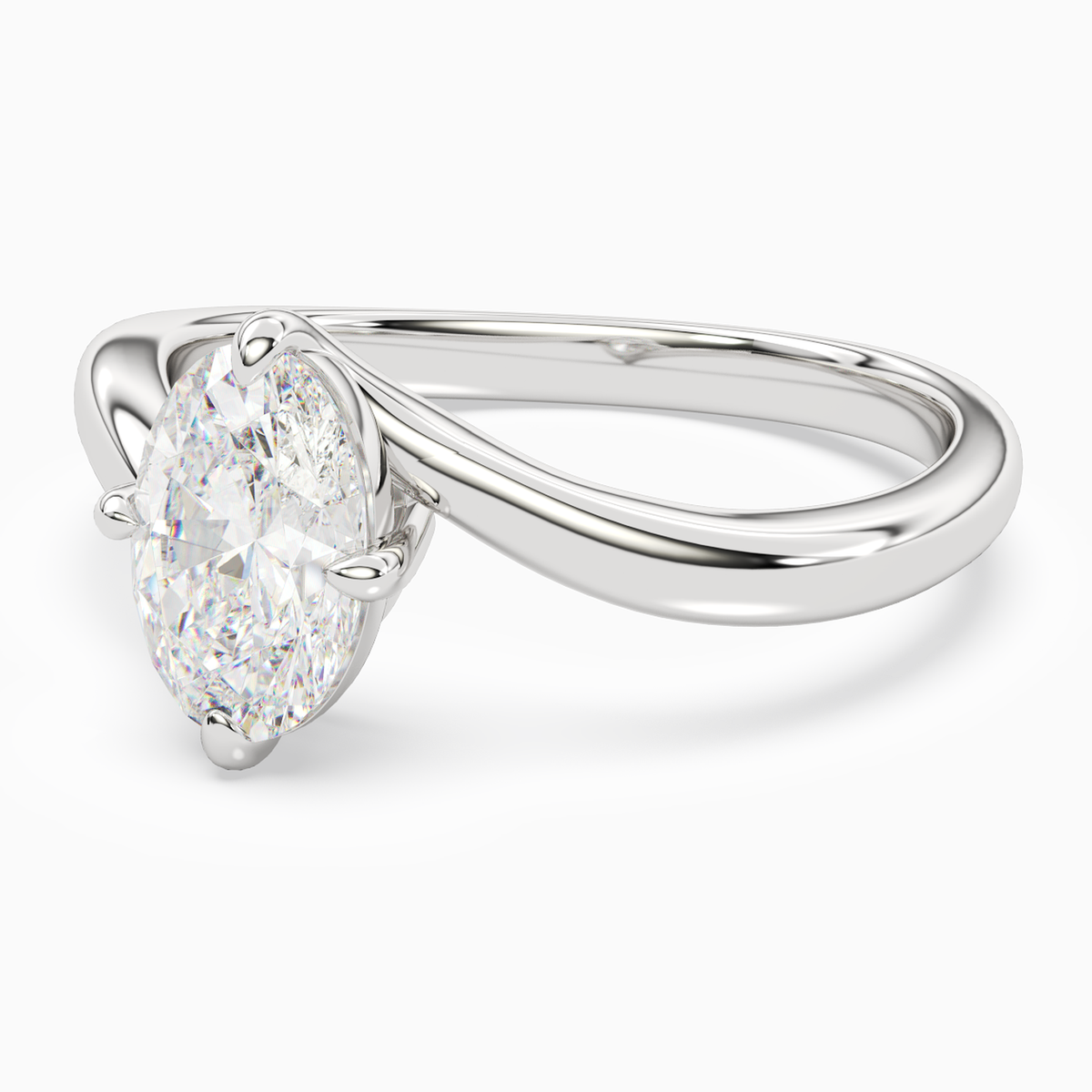 Oval Open Bypass Solitaire in Platinum top angle