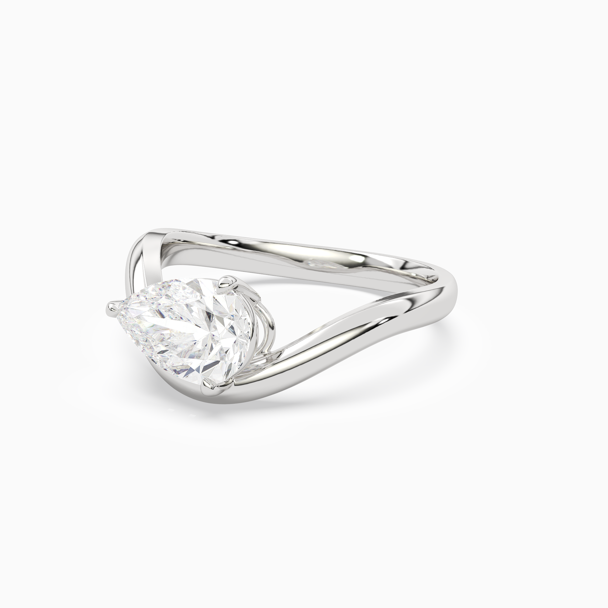 Pear Soft Bypass Solitaire in Platinum top angle