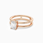 Emerald Open Double Shank Solitaire in 14K Rose Gold top angle
