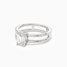 Emerald Open Double Shank Solitaire in 14K White Gold top angle