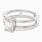 Emerald Open Double Shank Solitaire in 14K White Gold top angle