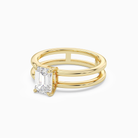 Emerald Open Double Shank Solitaire in 18K Yellow Gold top angle