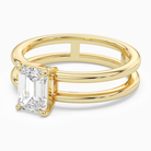 Emerald Open Double Shank Solitaire in 18K Yellow Gold top angle