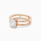 Oval Open Double Shank Solitaire in 14K Rose Gold top angle