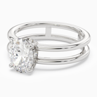 Oval Open Double Shank Solitaire in 18K White Gold top angle