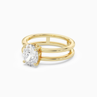 Oval Open Double Shank Solitaire in 18K Yellow Gold top angle