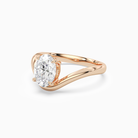 Oval V-Frame Solitaire in 14K Rose Gold top angle